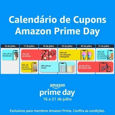 Amazon divulga calendário de cupons do Prime Day descontos de até