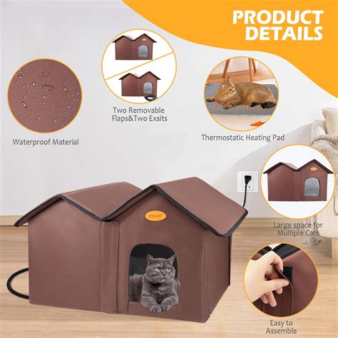 Heated Cat House For Outdoor Cats Extra Wide Outdoor Cat House Heated