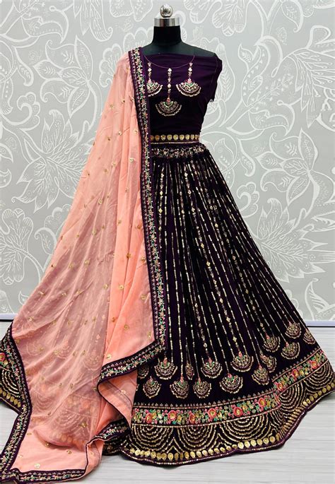 Purple Georgette Wedding Lehenga Choli