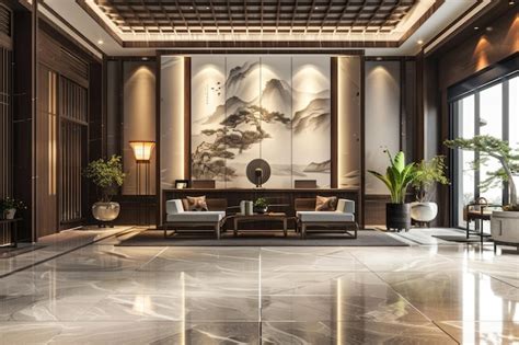 Premium Photo Hotel Lobby With Asian Inspired Design And Relaxation
