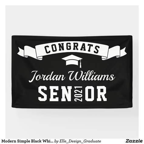 Modern Simple Black White Graduation Party 2021 Banner Graduation Party