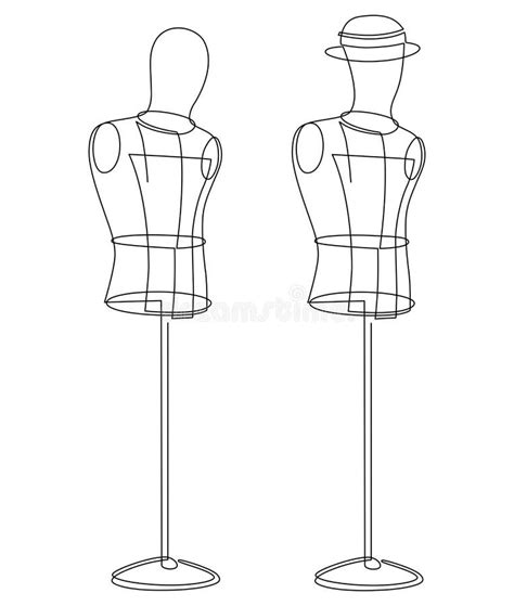 Male And Female Figure Of A Tailor`s Mannequin On A Round Stand