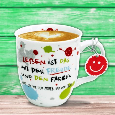 H PPY Life Tasse Mit Motiv Freude Kaffeetasse Porzellan 40 Cl