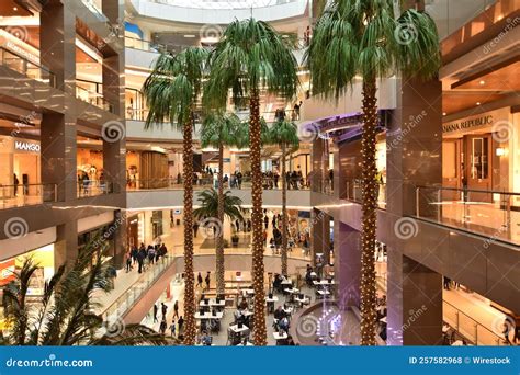 Interior of the Costanera Center Mall with a View of Palm Trees and ...