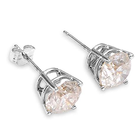 1 Carat 14K Solid White Gold Stud Earrings 1 0 Carat Natural Diamond EBay