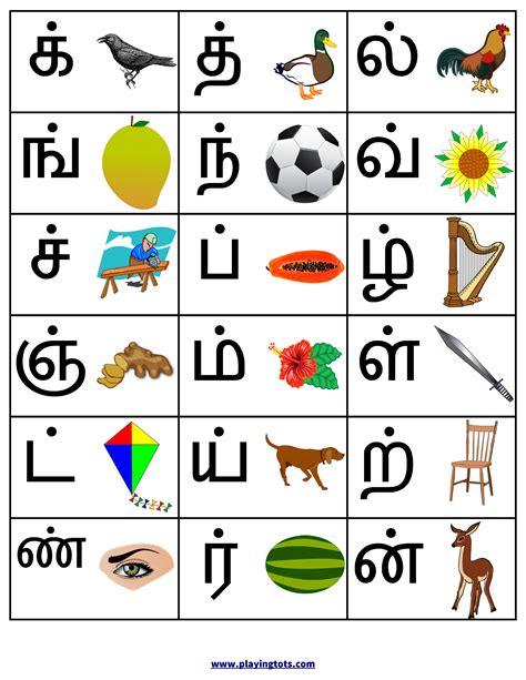 Tamil Writing Practice Excel Sheet