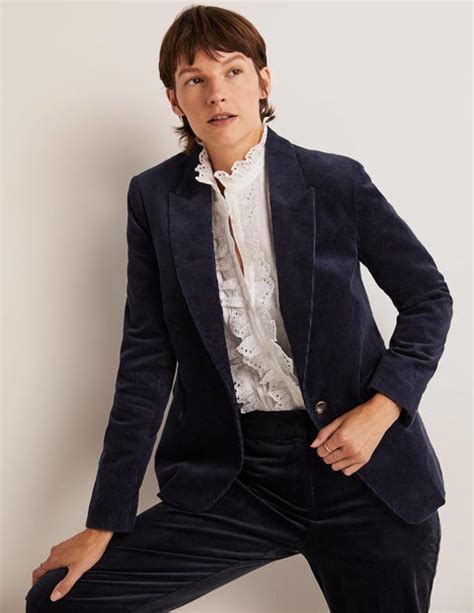 Fitted Corduroy Blazer Navy Boden Us