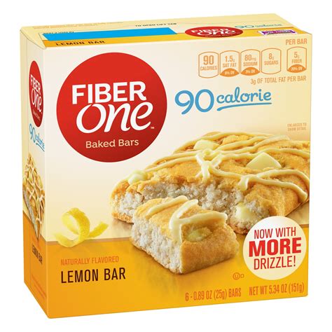 Fiber One 90 Calorie Soft-Baked Bar, Lemon Bar, 6 Fiber Bars, 5.34 oz ...