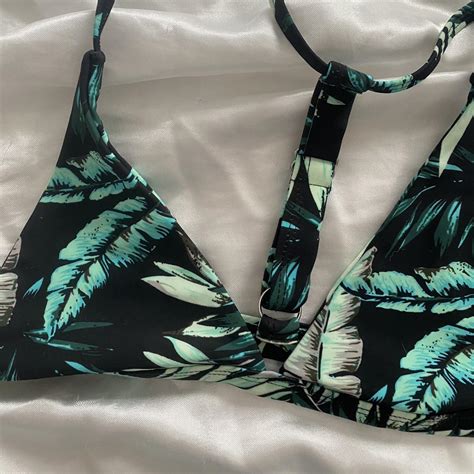 Leaf Patterned Bikini Worn A Few Times Depop
