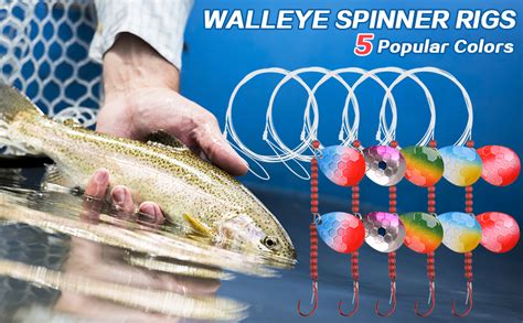 Walleye Spinner Rig Kit 5 Pack Crawler Harness Walleye Rig Pre Rigged Live Bait