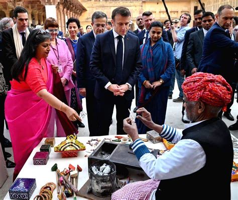 Jaipur France President Emmanuel Macron Visit The Amber Fort In Jaipur