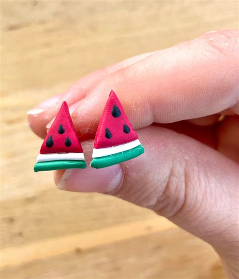 Watermelon Earrings Polymer Clay Earrings Watermelon Etsy Uk