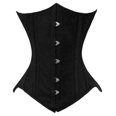 Plus Size Underbust Corset 26 Double Steel Boned Black Cotton