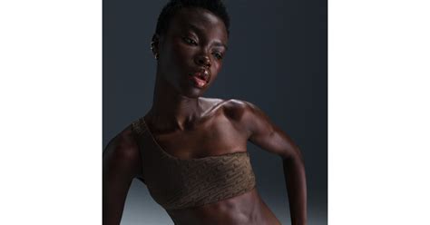 Nike Swim Swoosh Link Terry Asymmetrical Bikini Top In Black Lyst