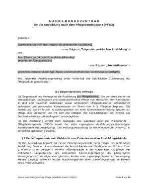 Ausbildungsvertrag Nach Tva L Pflege Pflbg Notsan Doc Template