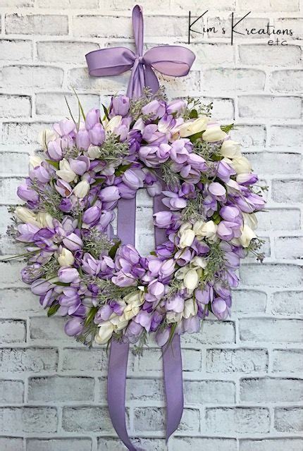 Tulip Wreath Spring Wreath Purple Tulip Wreath Tulips Spring Door