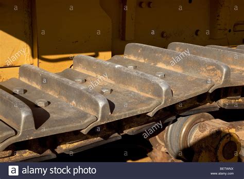 Detail Of Tracks Grousers Pads Caterpillar D8h Dozer Stock Photo