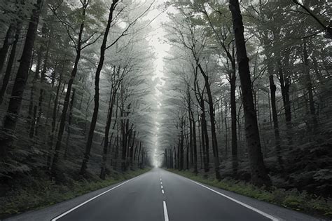 Premium AI Image | Road in dark forest