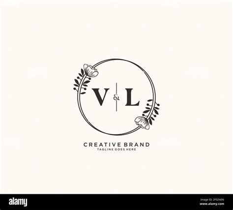 Vl Letters Hand Drawn Feminine And Floral Botanical Logo Suitable For