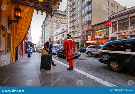 departing guest  kimpton sir francis drake hotel editorial stock