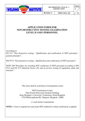 Fillable Online Wit Kmutnb Ac NDT PERSONNEL LEVEL II I CERTIFICATION