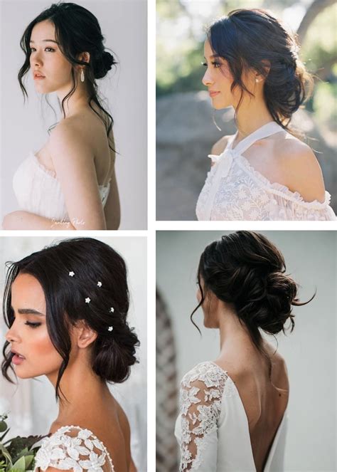 Peinados románticos para novias con cabello oscuro Fiancee Bodas