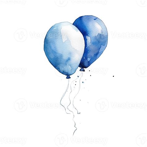 Blue Watercolor Balloon Isolated Illustration Png