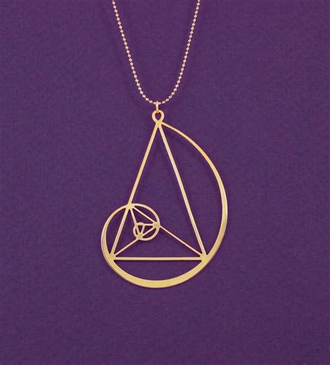 Golden Spiral With Golden Triangle Necklace Fibonacci Etsy