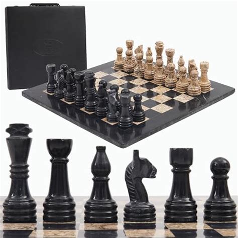 Radicaln Marble Chess Set With Storage Box Inches Black And Fossil