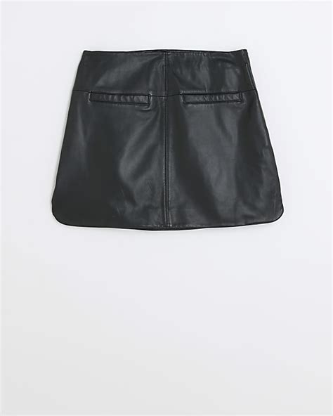 Black Leather Mini Skirt River Island