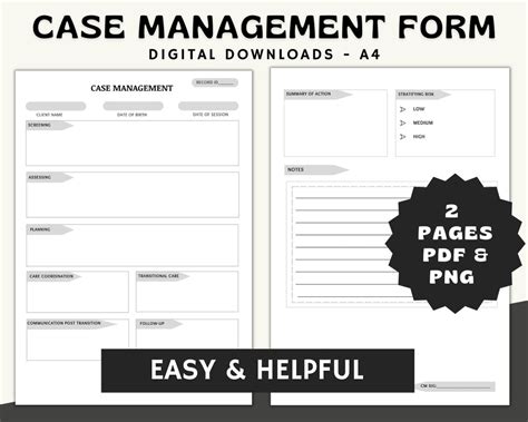 Case Managementgray Management Printable Form Client Documentation