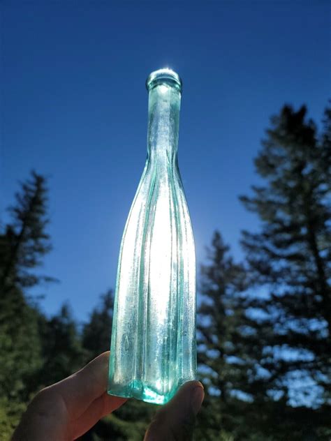 Beautiful 1880s Catherdal Peppersauce Bottle Antique Blue Aqua Spice