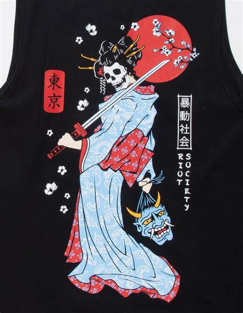 Riot Society Geisha Mens Tank Top Black Tillys