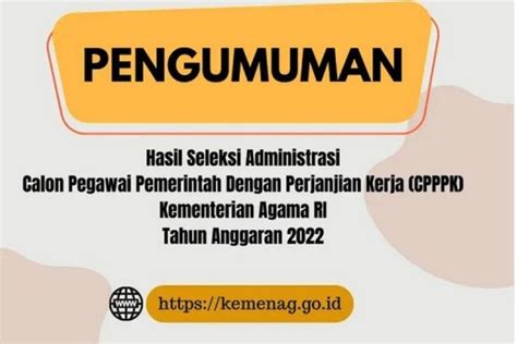 Link Pengumuman Hasil Seleksi Administrasi PPPK Kemenag 2022 Di Sini