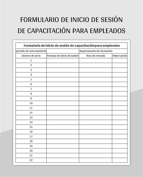 Plantilla De Formato Excel Formulario De Registro De Capacitaci N De