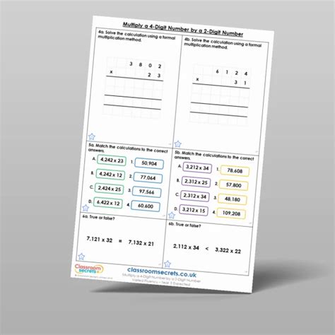 Multiply A 4 Digit Number By A 2 Digit Number Varied Fluency Resource