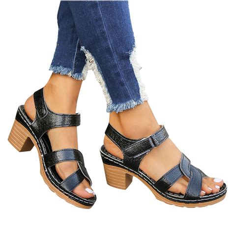 Leesechin Womens Shoes Sandals Clearance 24 Spring Summer High Heel Sandals With Open Toe Strap