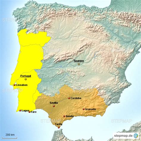 StepMap Portugal Andalusien Landkarte für Deutschland