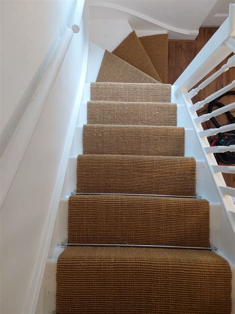 Stair Runner Sisal Gold No Border On Winders Wholesale Carpets