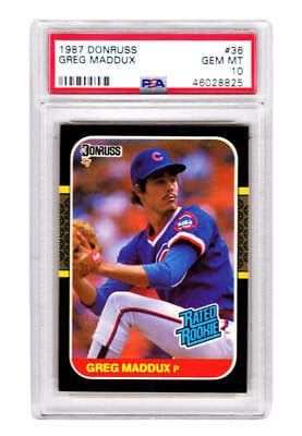 Greg Maddux Chicago Cubs 1987 Donruss 36 RC Rated Rookie Card PSA 10