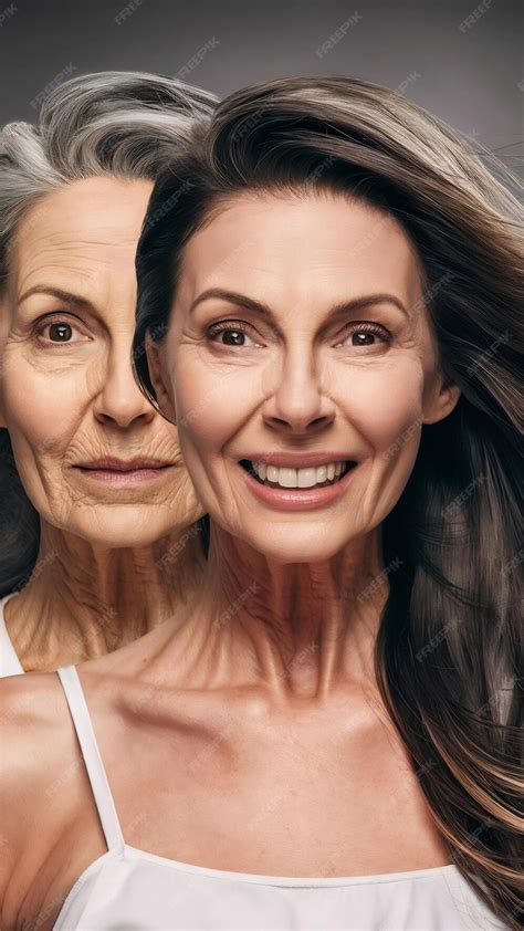 A Woman With Old Young Face Before After Premium Ai Generated Image