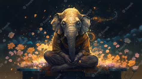 Premium Photo Meditating Elephant Sitting Yoga Generative Ai