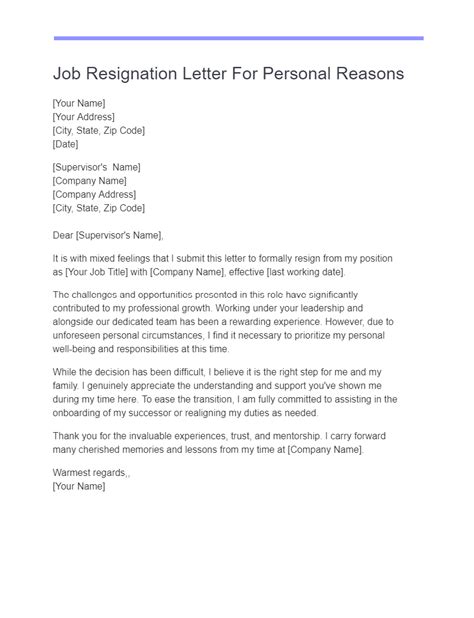 14 Resignation Letter For Personal Reasons Examples How To Write