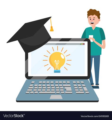 Online education cartoon Royalty Free Vector Image