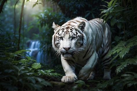 Enigmatic Beauty Of White Tigers Revealed Stock Illustration