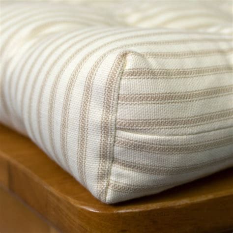 Ticking Stripe Natural Dining Chair Pad Latex Foam Fill Barnett