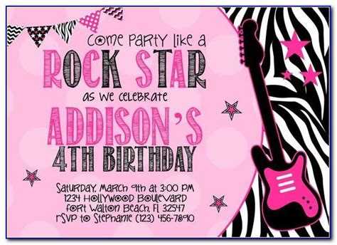 Rock Star Birthday Party Invitation Boy Templates Prosecution2012