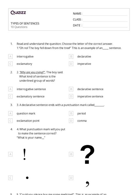 50 Types Of Sentences Worksheets For 3rd Class On Quizizz
