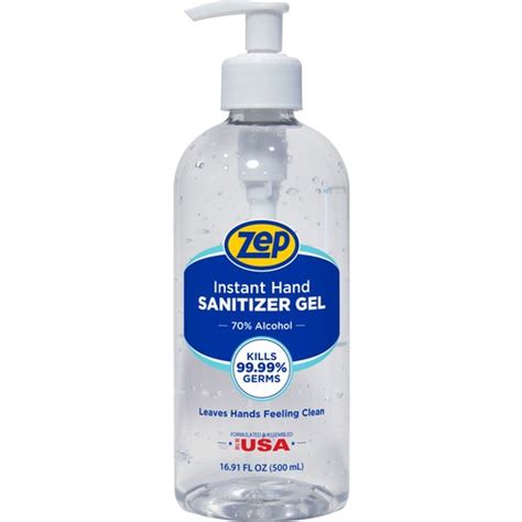 Zep Hand Sanitizer Gel Clean Scent 169 Fl Oz 500 Ml Pump Bottle Dispenser Kill Germs