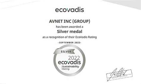 Avnet Awarded Ecovadis Silver Medal For 2022